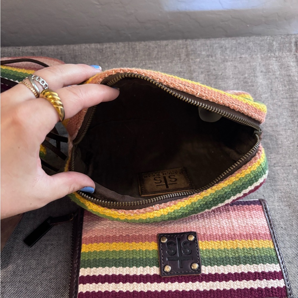STS Ranchwear Striped Shoulder Bag - Burgundy and Tan - Picture 6 of 6